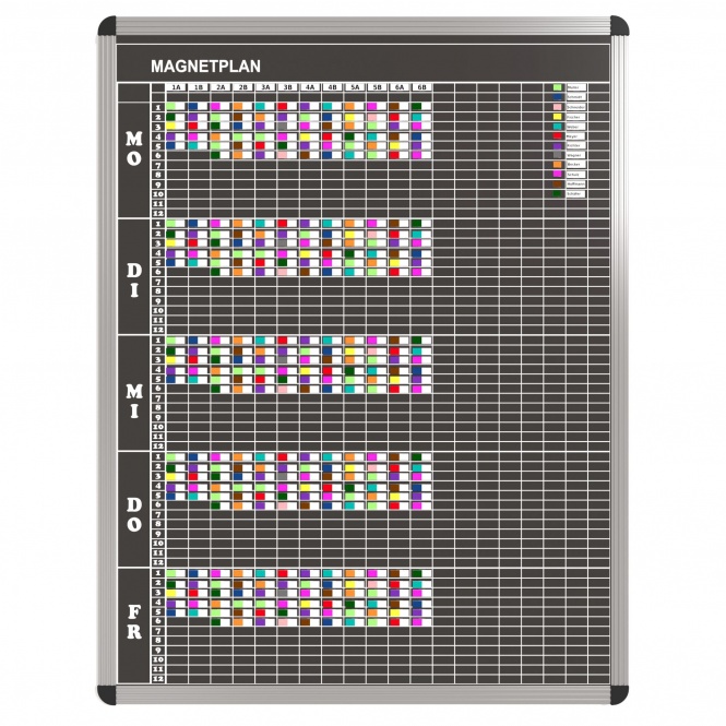 Klassen-Plantafel, 12 Stunden Mo-Fr, für 20 Klassen, 123x97 cm,